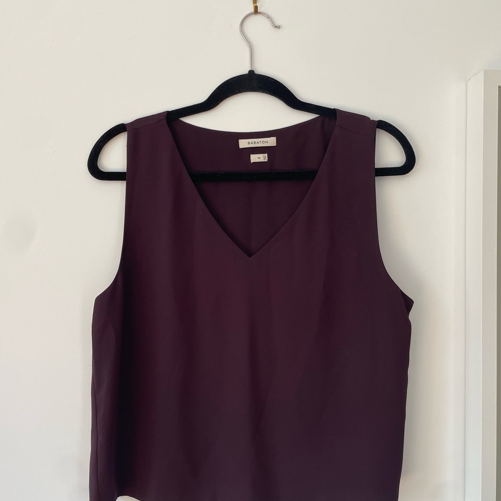 Maroon Sleeveless V-Neck Blouse